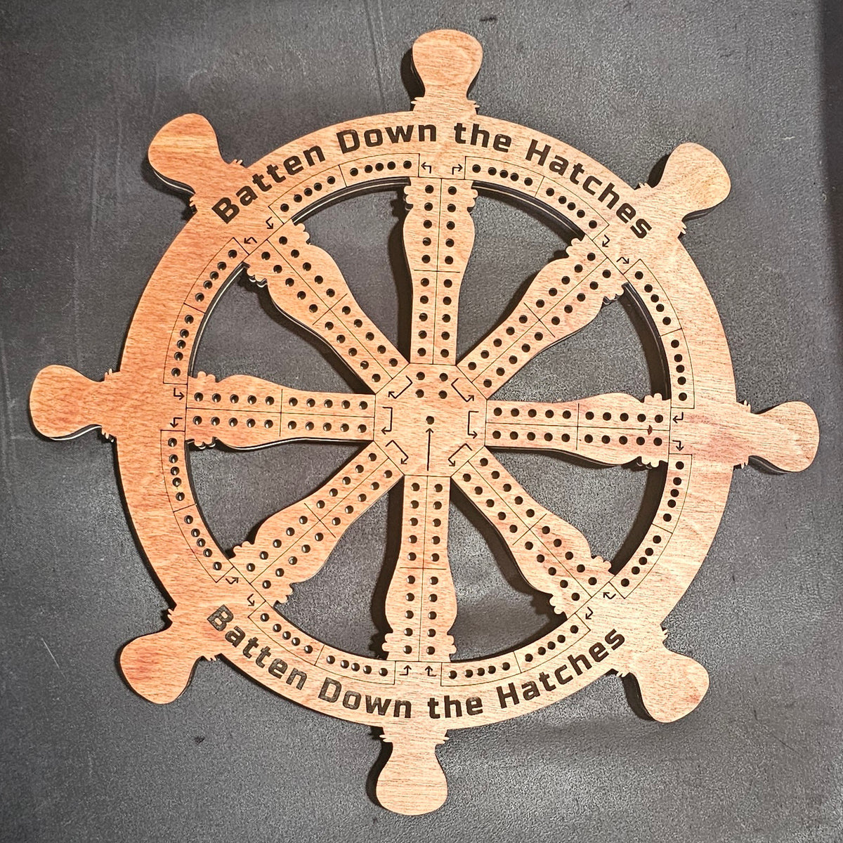 Boat Steering Wheel Cribbage Board