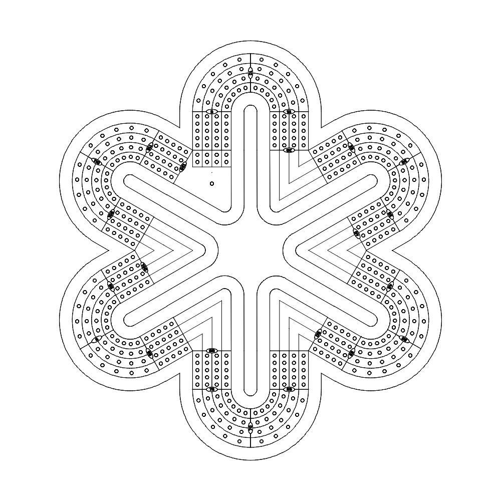 Asterisk 4 Lane Cribbage Board Pattern / Template