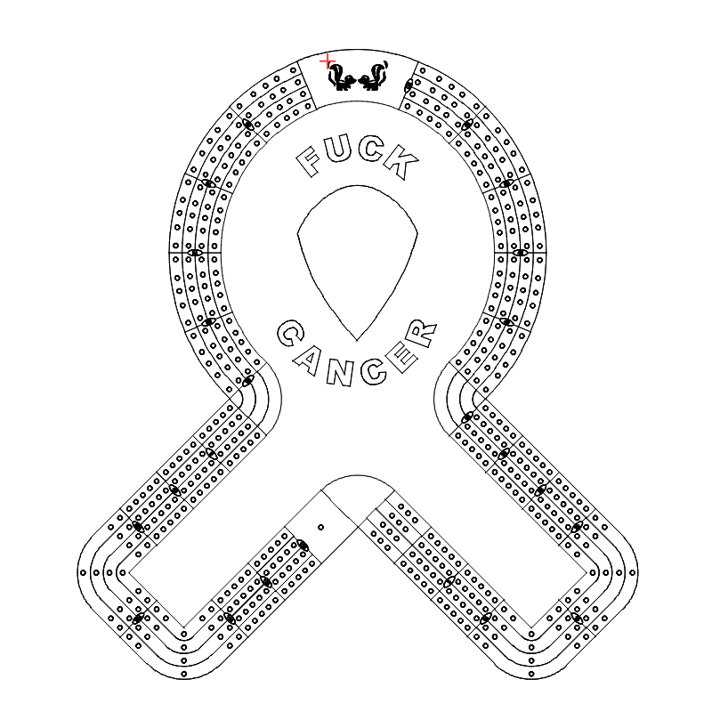 cancer ribbon cribbage board pattern / template