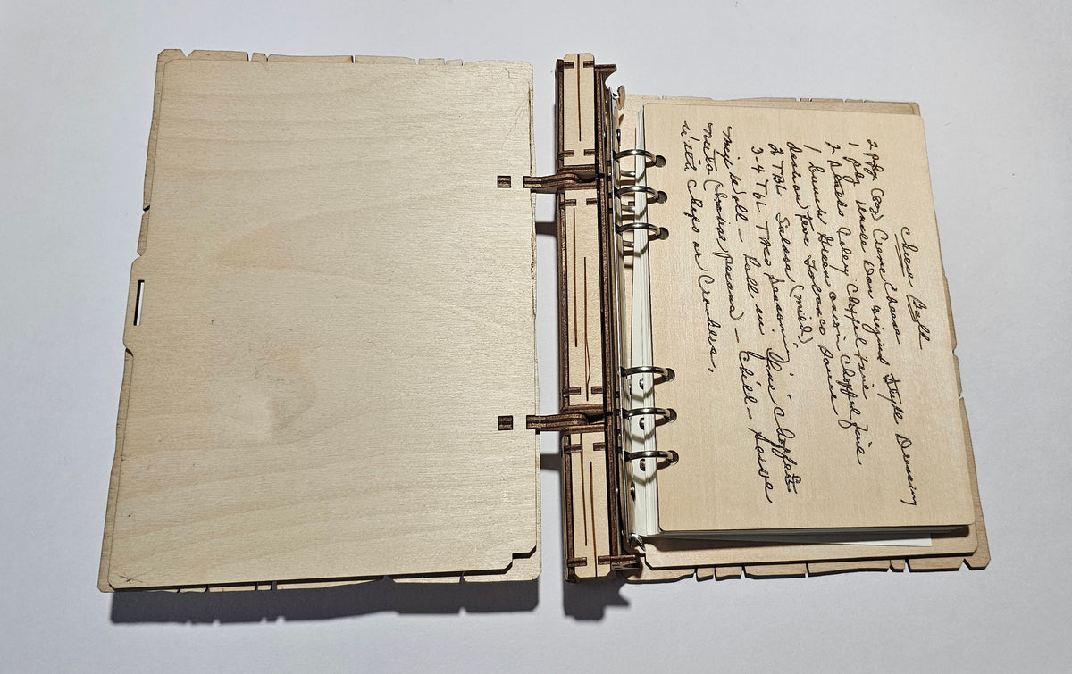 laser engraved cut recipe book