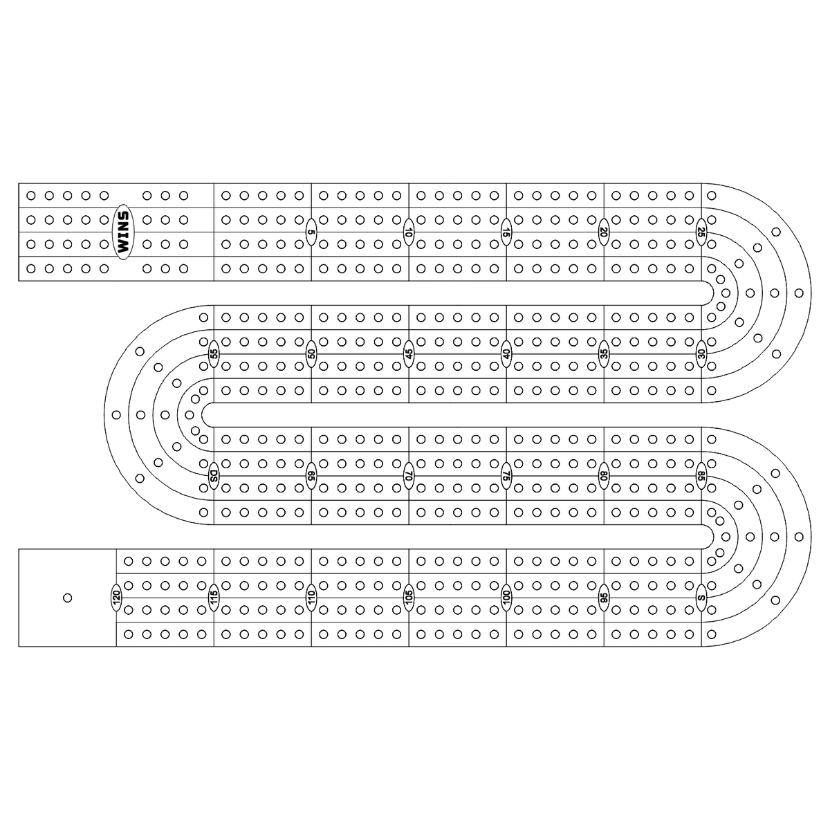 14-2 Cribbage Board Pattern / Template