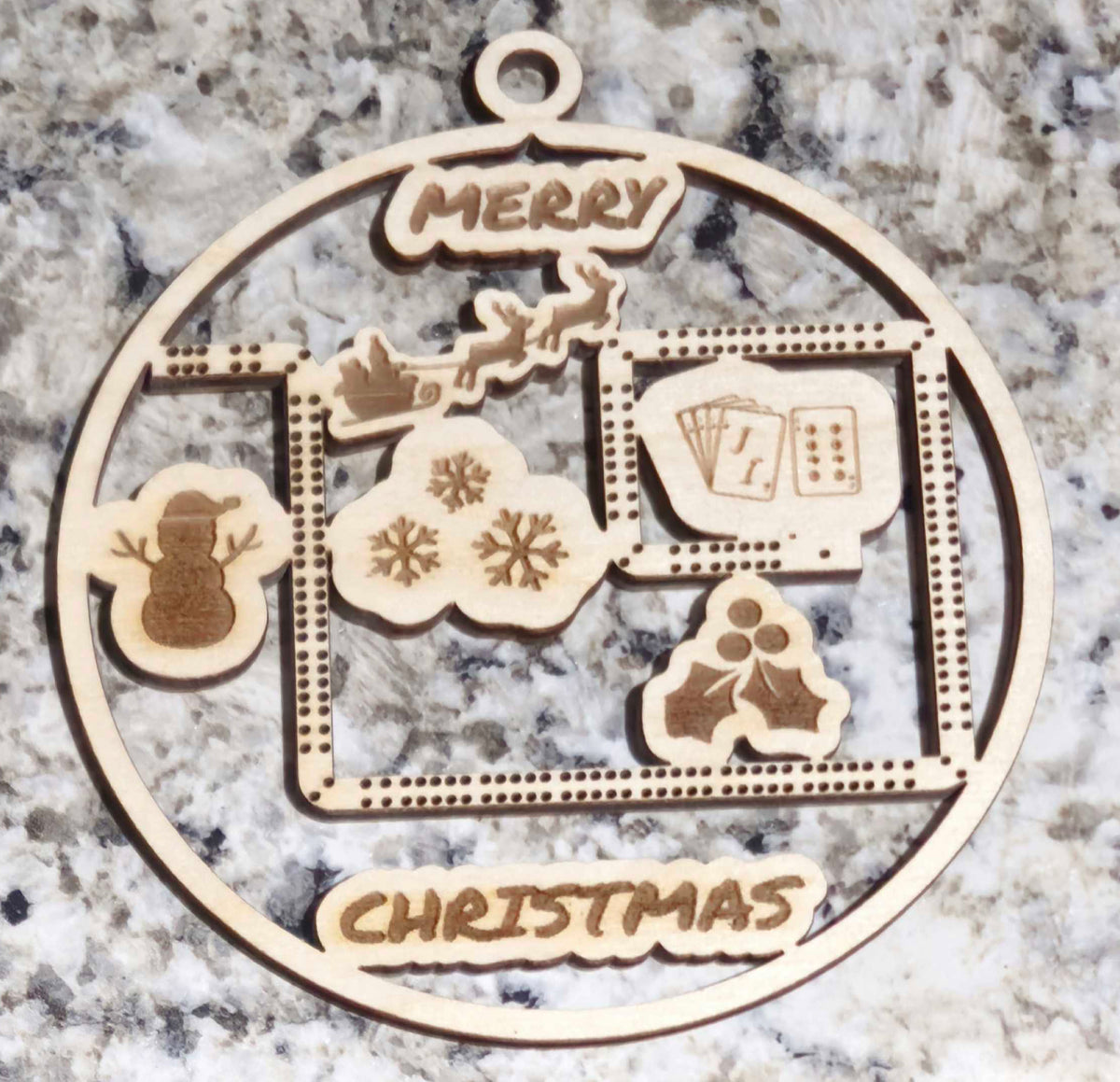 Small 19 Hand Cribbage Board Ornament