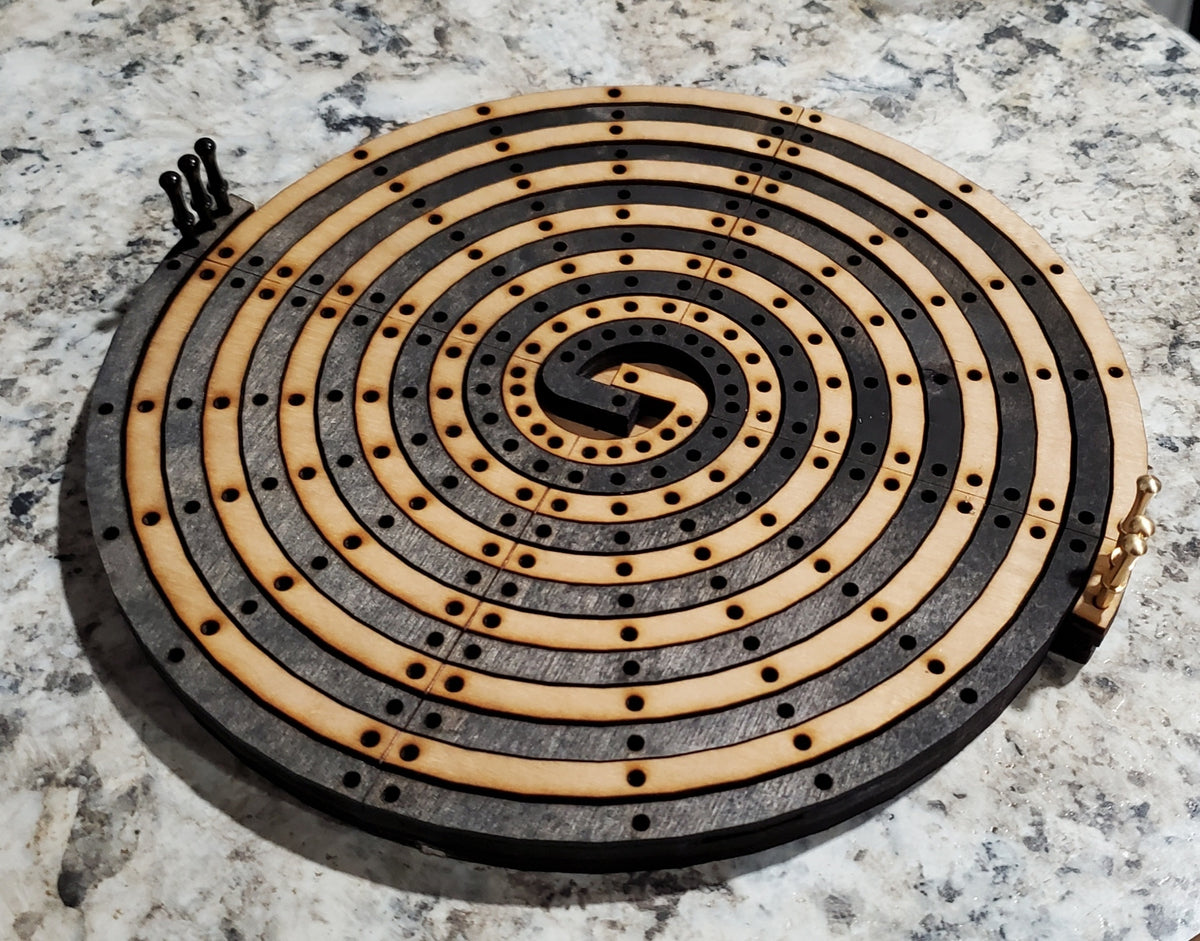 Twisted Spiral Cribbage Board - 2 Players - Small