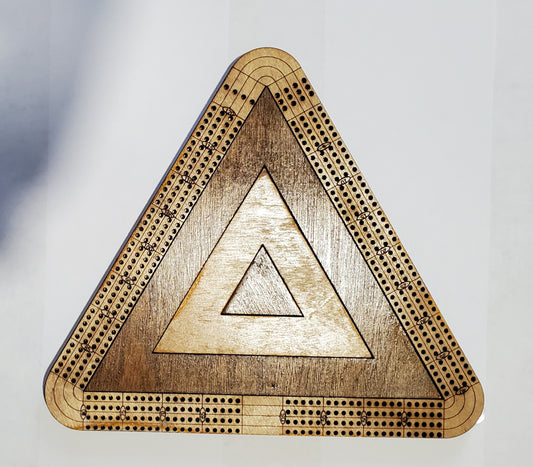 Travel Sized 4 Lane Cribbage Board - Triangle