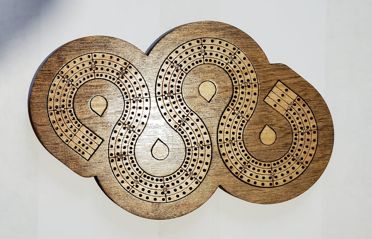 Travel Sized 4 Lane Cribbage Board - Serpent Short