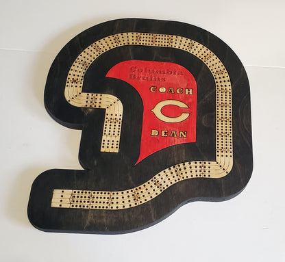 Personalized Football Helmet Cribbage Board