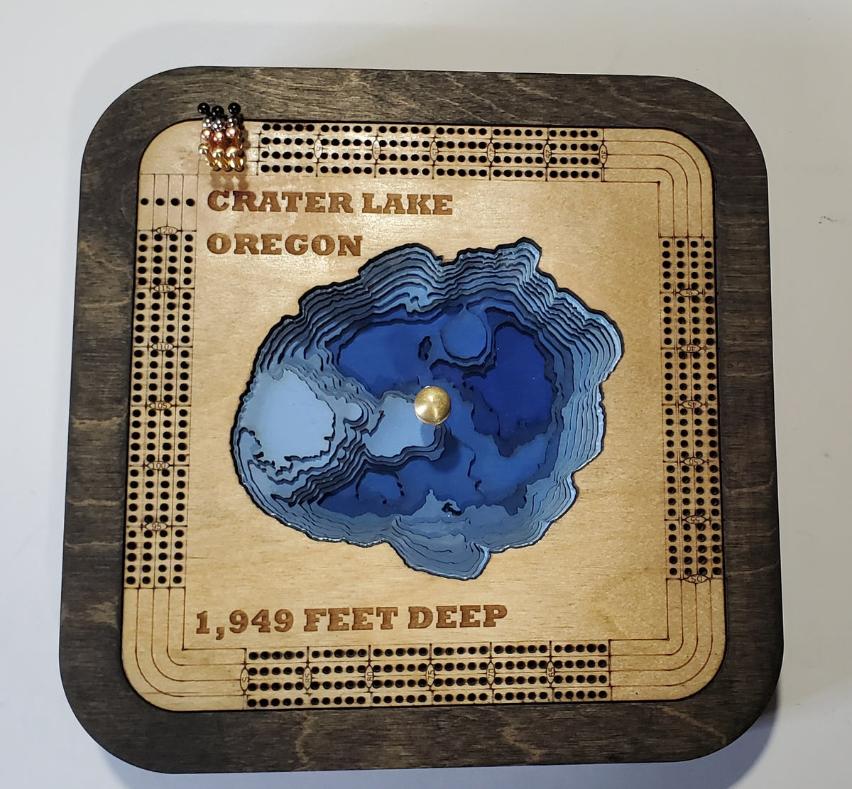 Multiple Layer Crater Lake Cribbage Board