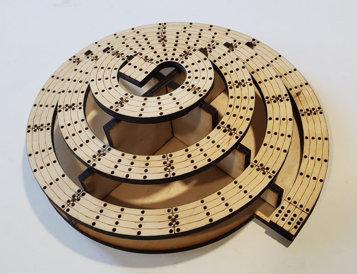4 Lane King of the Mountain Cribbage Board with Lazy Suzan