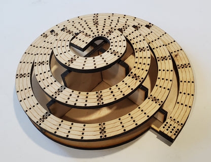 4 Lane King of the Mountain Cribbage Board with Lazy Suzan