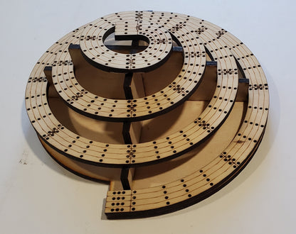 4 Lane King of the Mountain Cribbage Board with Lazy Suzan