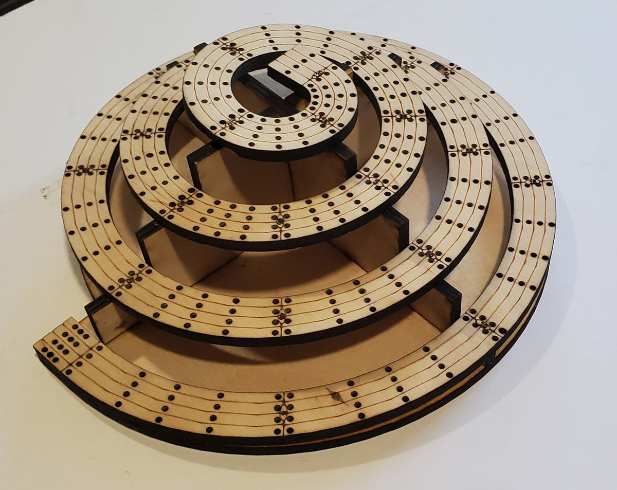 4 Lane King of the Mountain Cribbage Board with Lazy Suzan