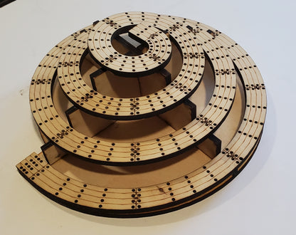 4 Lane King of the Mountain Cribbage Board with Lazy Suzan