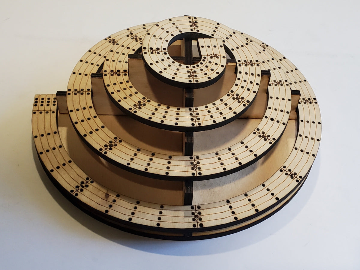 4 Lane King of the Mountain Cribbage Board with Lazy Suzan