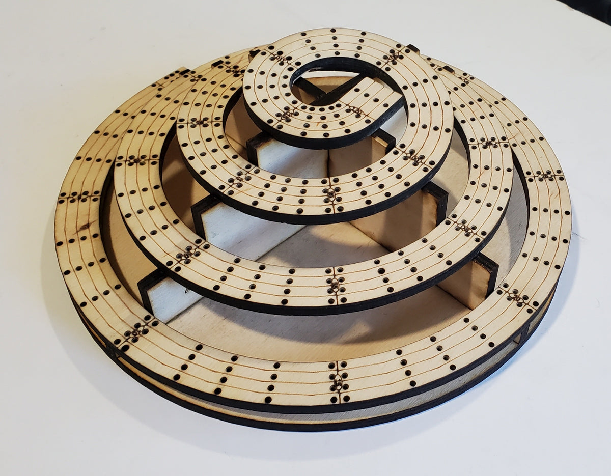 4 Lane King of the Mountain Cribbage Board with Lazy Suzan