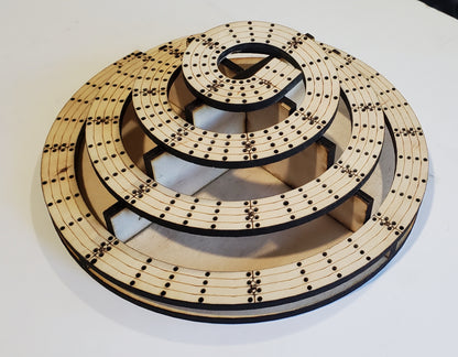 4 Lane King of the Mountain Cribbage Board with Lazy Suzan