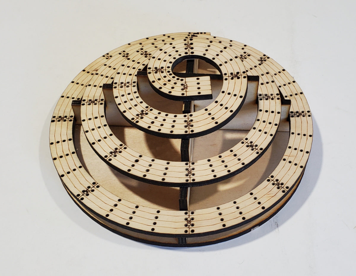 4 Lane King of the Mountain Cribbage Board with Lazy Suzan