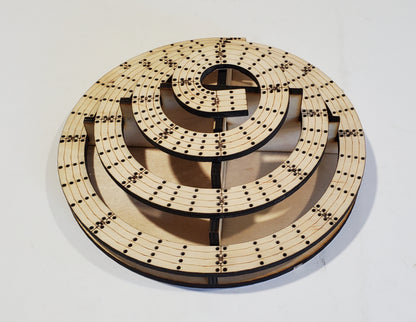 4 Lane King of the Mountain Cribbage Board with Lazy Suzan
