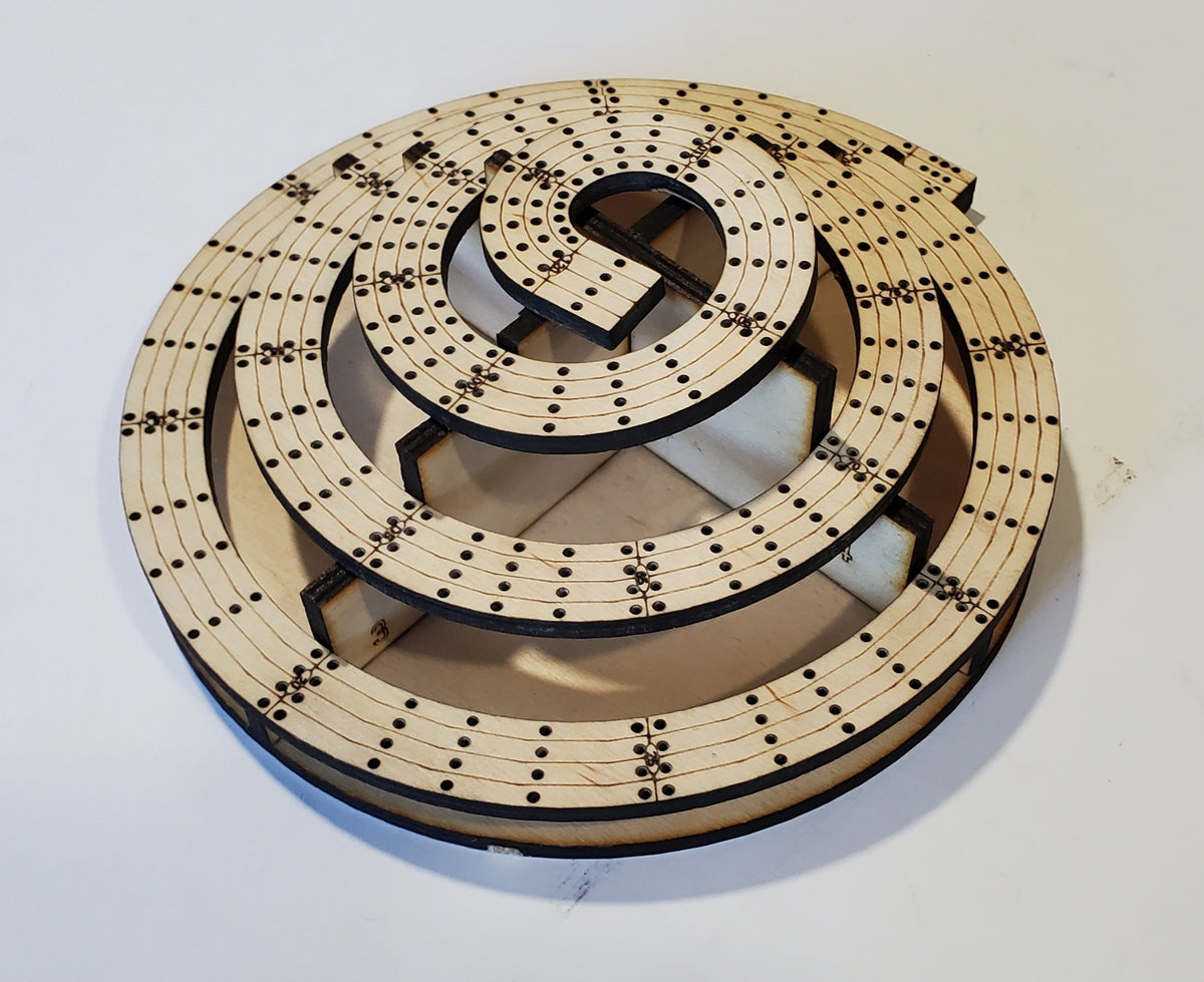 4 Lane King of the Mountain Cribbage Board with Lazy Suzan