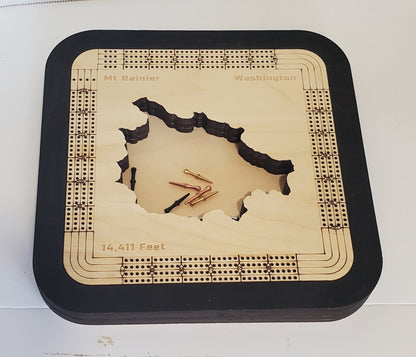 Mount Rainier 4 Lane Cribbage Board