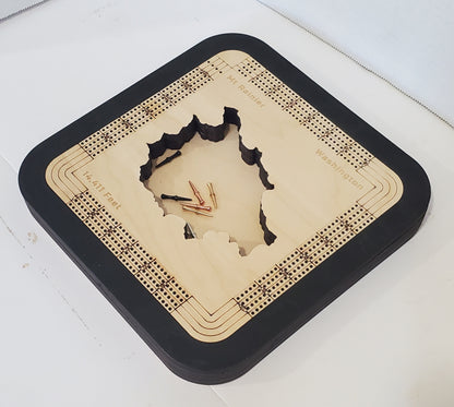 Mount Rainier 4 Lane Cribbage Board