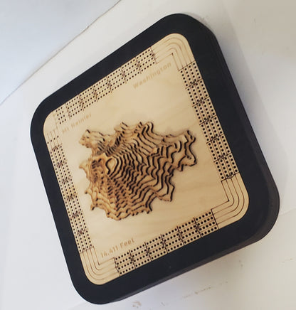 Mount Rainier 4 Lane Cribbage Board