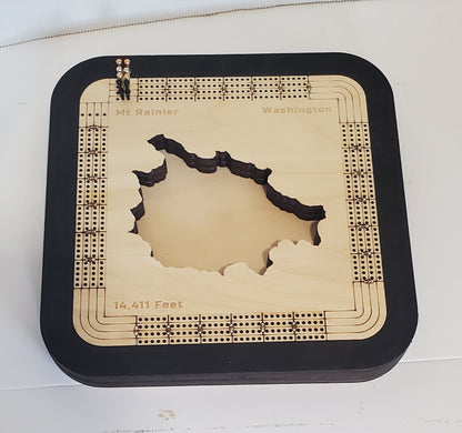 Mount Rainier 4 Lane Cribbage Board