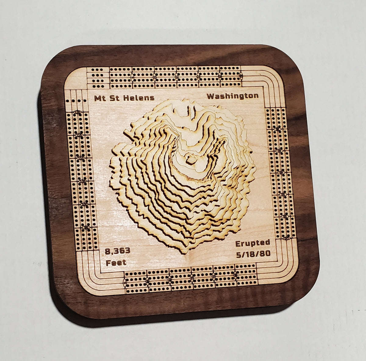 Mt St Helens 4 Lane Cribbage Board