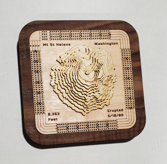 Mt St Helens 4 Lane Cribbage Board