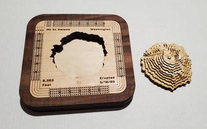 Mt St Helens 4 Lane Cribbage Board