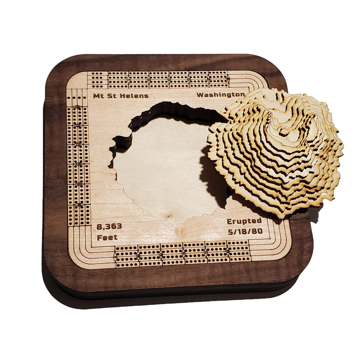 Mt St Helens 4 Lane Cribbage Board
