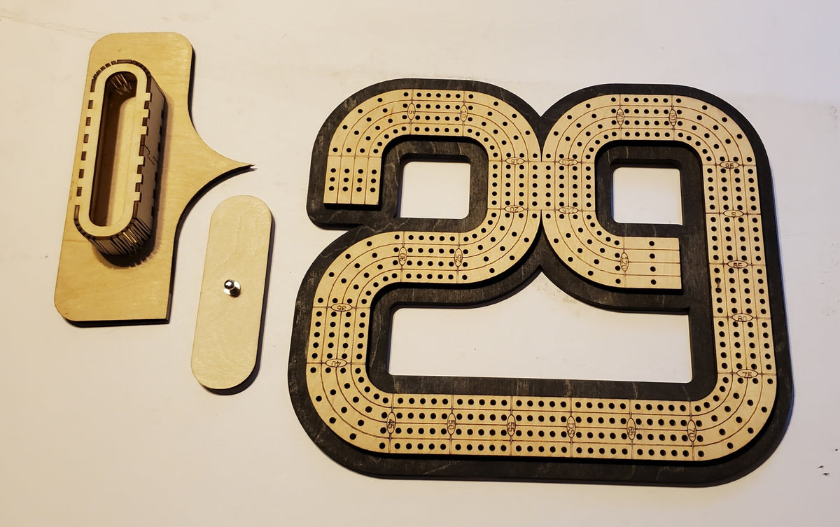 29 Hand Cribbage Board With Removable Peg Holder