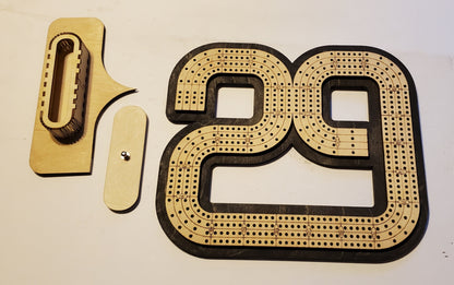 29 Hand Cribbage Board With Removable Peg Holder