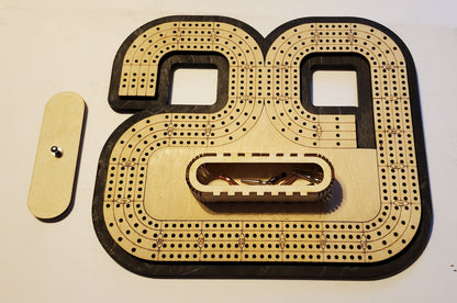 29 Hand Cribbage Board With Removable Peg Holder