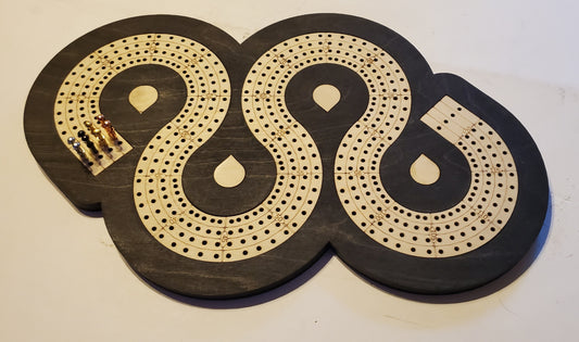 Full Sized 4 Lane Cribbage Board - Serpent Short