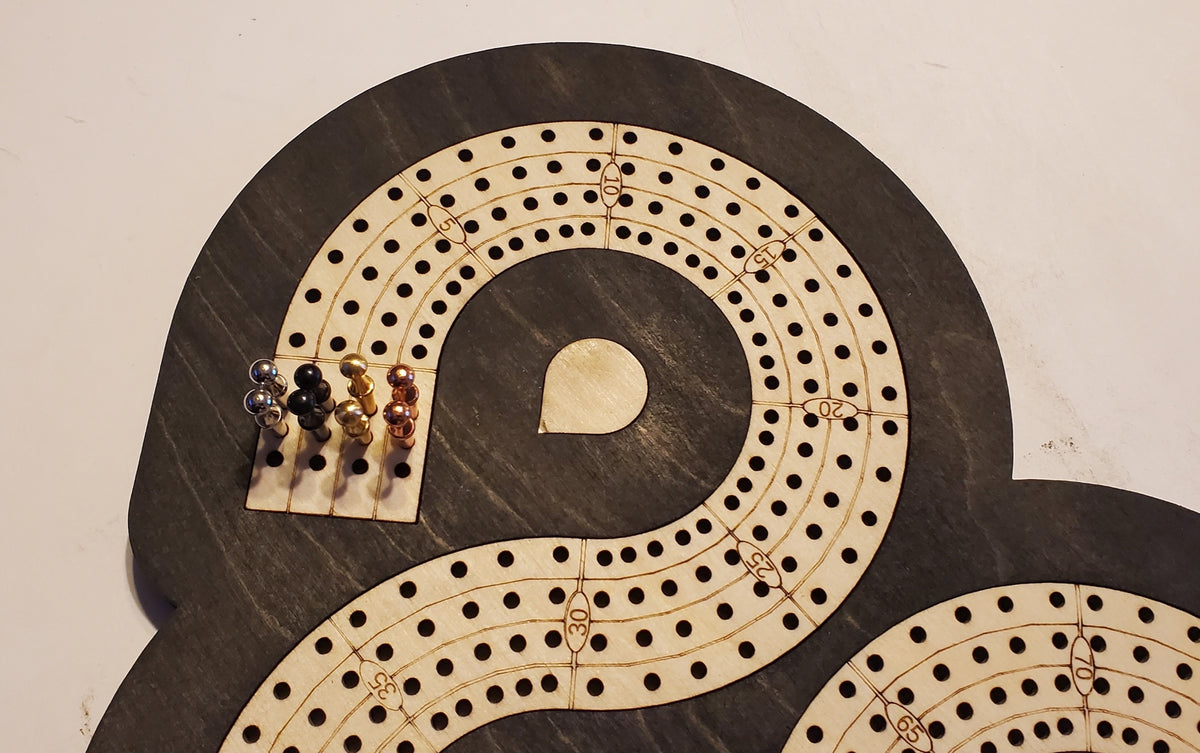 Full Sized 4 Lane Cribbage Board - Serpent Short