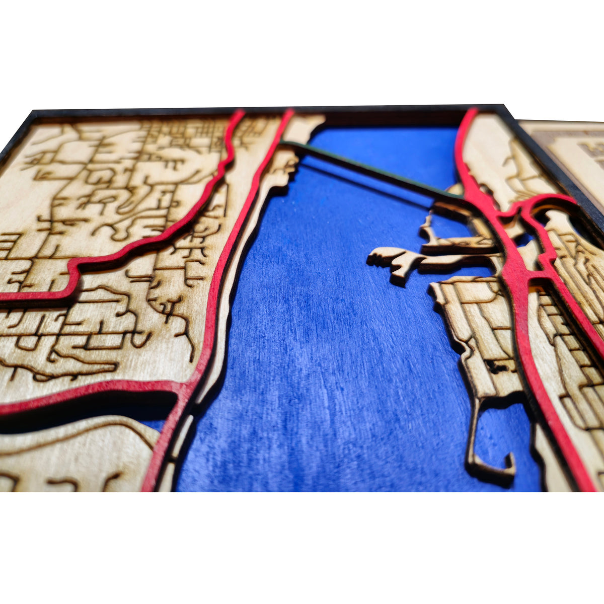 Laser Engraved map of Columbia Gorge - Hood River and White Salmon
