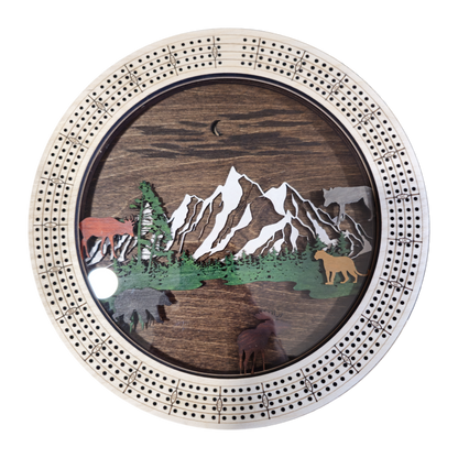 Wildlife Scenery Cribbage Board
