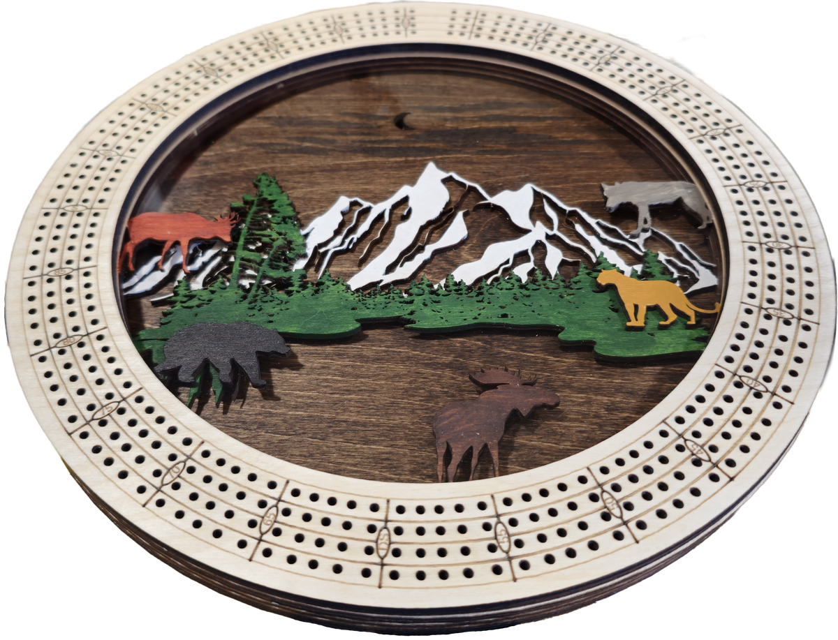 Wildlife Scenery Cribbage Board