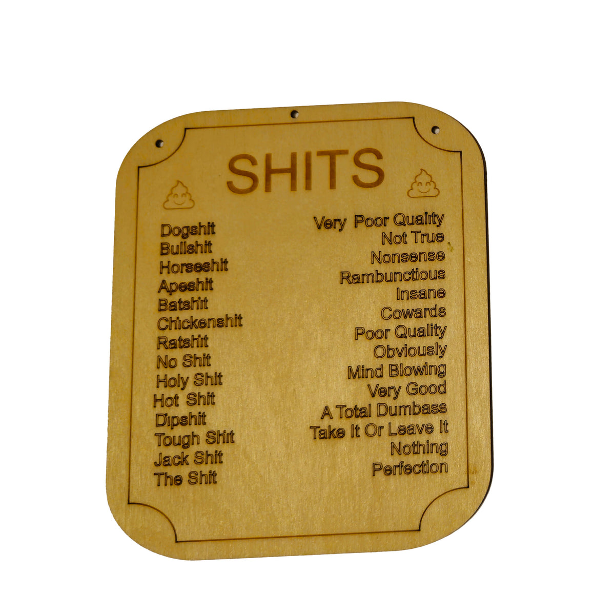 laser engraved cut shit list