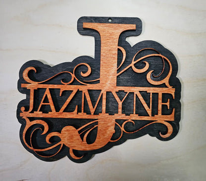 laser engraved cut name sign