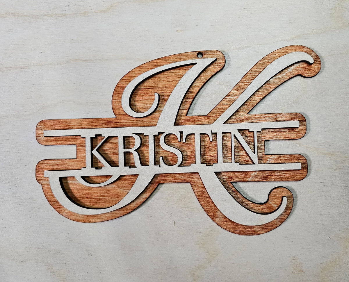 laser engraved cut name sign