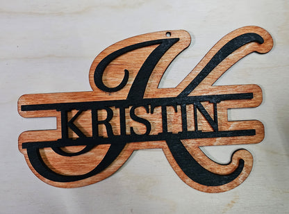 laser engraved cut name sign