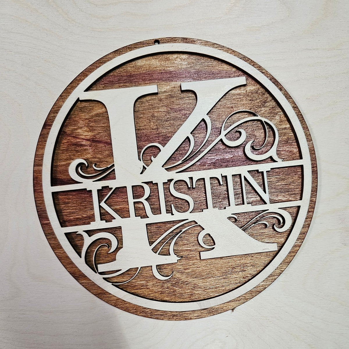 laser engraved cut name sign