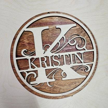 laser engraved cut name sign