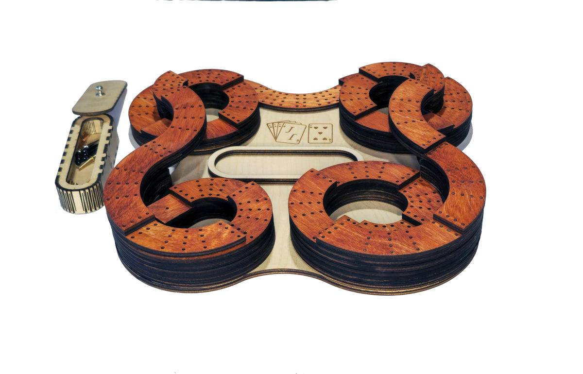 Roller Coaster Themed 4 Lane Cribbage Board