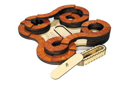 Roller Coaster Themed 4 Lane Cribbage Board