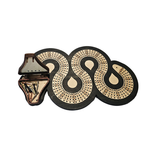 Snake Cribbage Board - 4 Lanes - Mouth Open