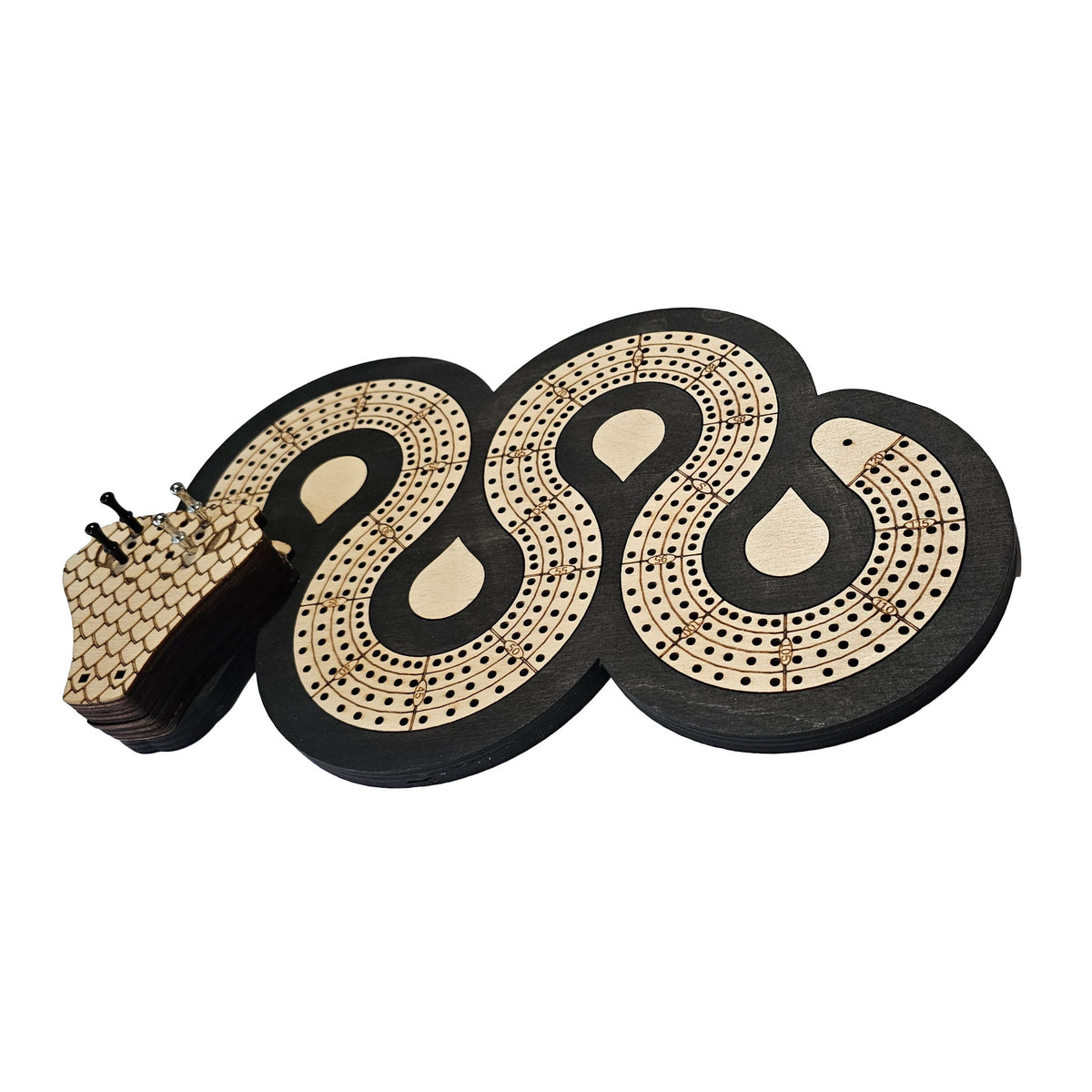 Snake Cribbage Board - 4 Lanes - Mouth Closed