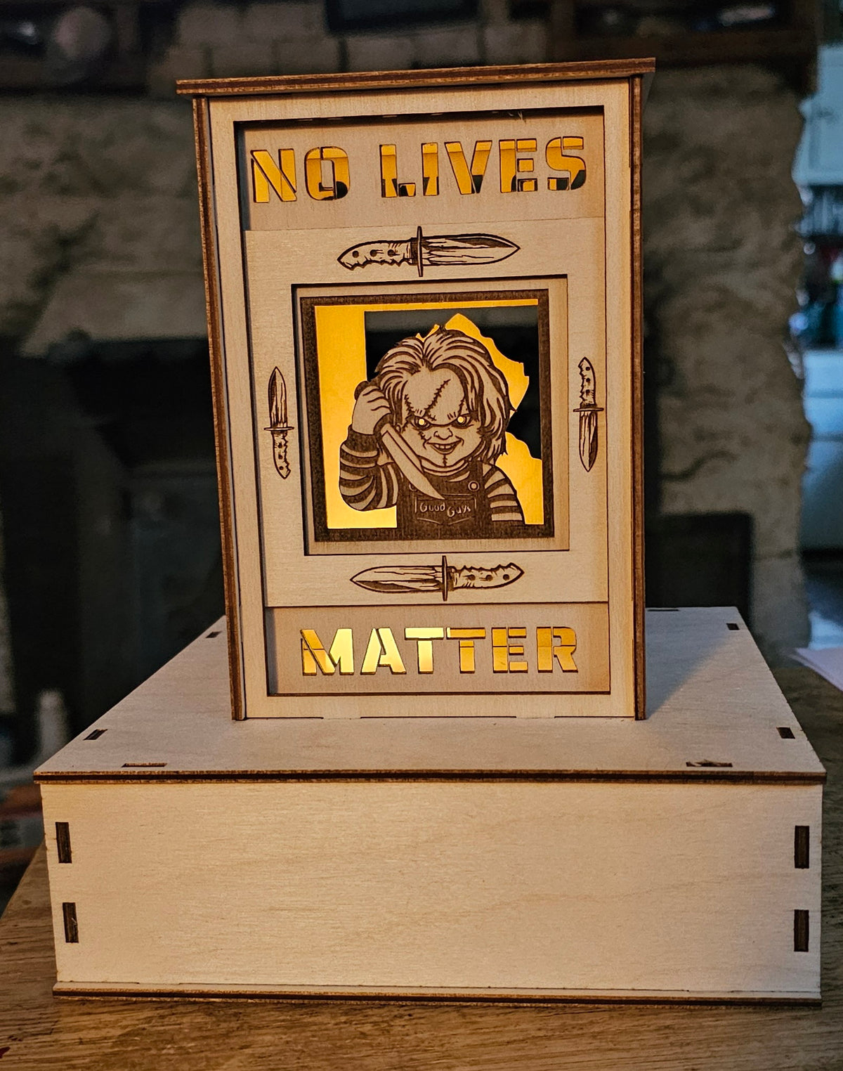 laser engraved cut night light lamp
