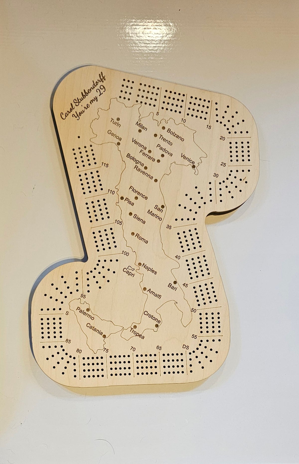 Custom Cribbage Board Italy